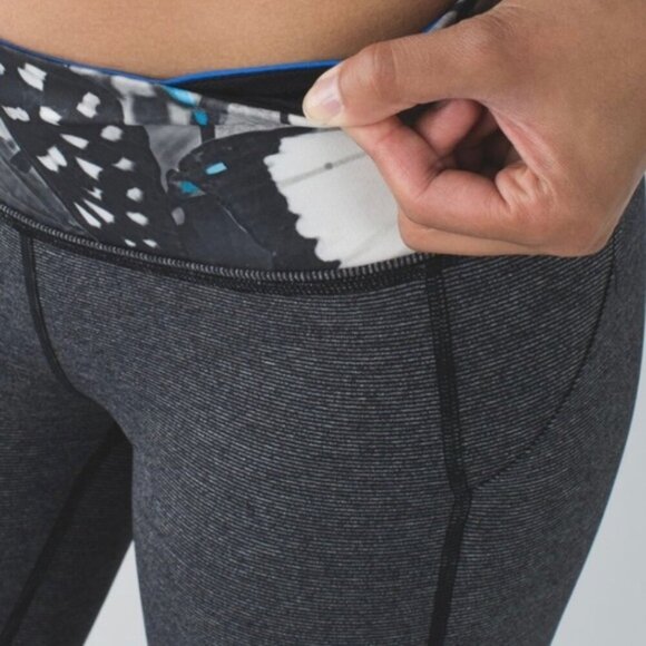 Lululemon Pace Rival CropWee Stripe Exploded So Fly Butterfly Angel Wing Black - Picture 6 of 14